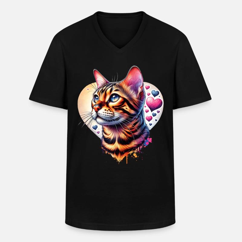 Bengalkatze - Männer-T-Shirt mit V-Ausschnitt - Schwarz