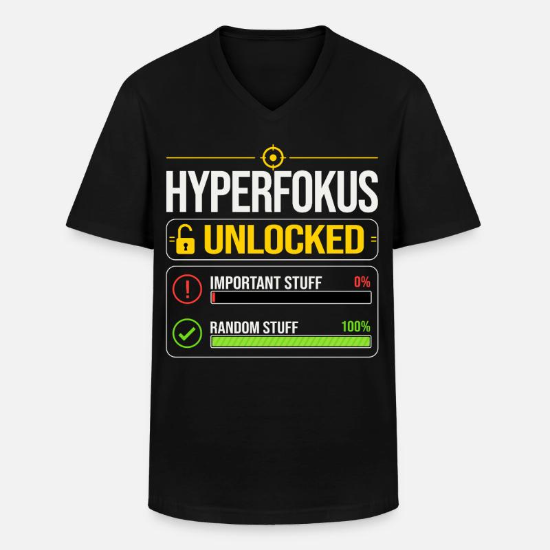 Hyperfocus Unlocked Gaming ADHD - Men's V-Neck T-Shirt - black