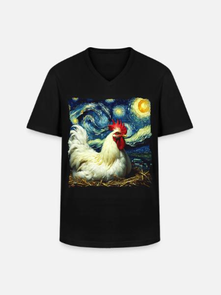 Leghorn Chickens Starry Night - Men's V-Neck T-Shirt - black