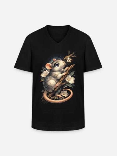 Farbratte Fancy Rat Großmaus Hausratte - Männer-T-Shirt mit V-Ausschnitt - Schwarz
