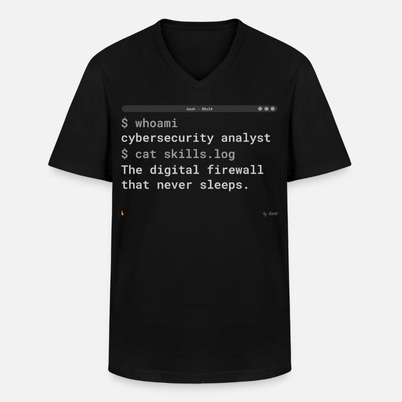 Cybersecurity Analyst Terminal - IT Gift - Men's V-Neck T-Shirt - black