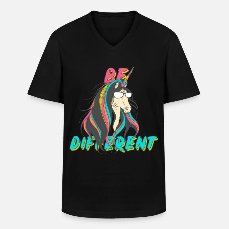 Be Different Nerd Einhorn Party - Männer-T-Shirt mit V-Ausschnitt - Schwarz
