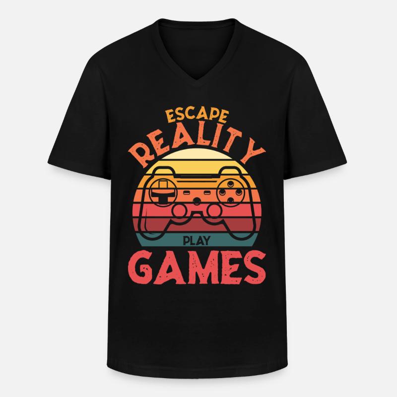 Escape Reality – Spiele & Play Retro Controller - Männer-T-Shirt mit V-Ausschnitt - Schwarz