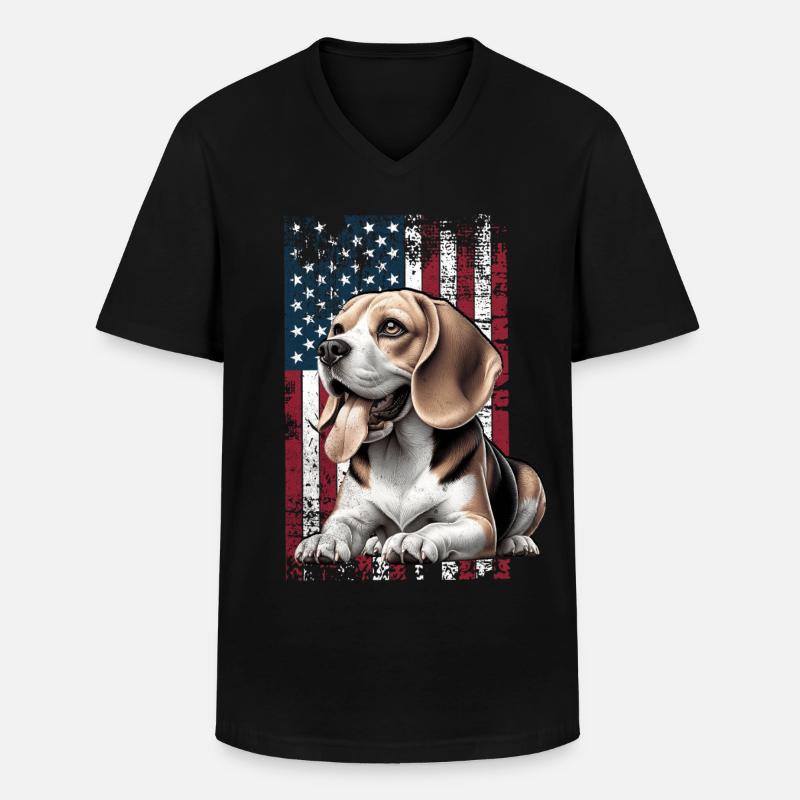 Beagle US Beagle - Männer-T-Shirt mit V-Ausschnitt - Schwarz