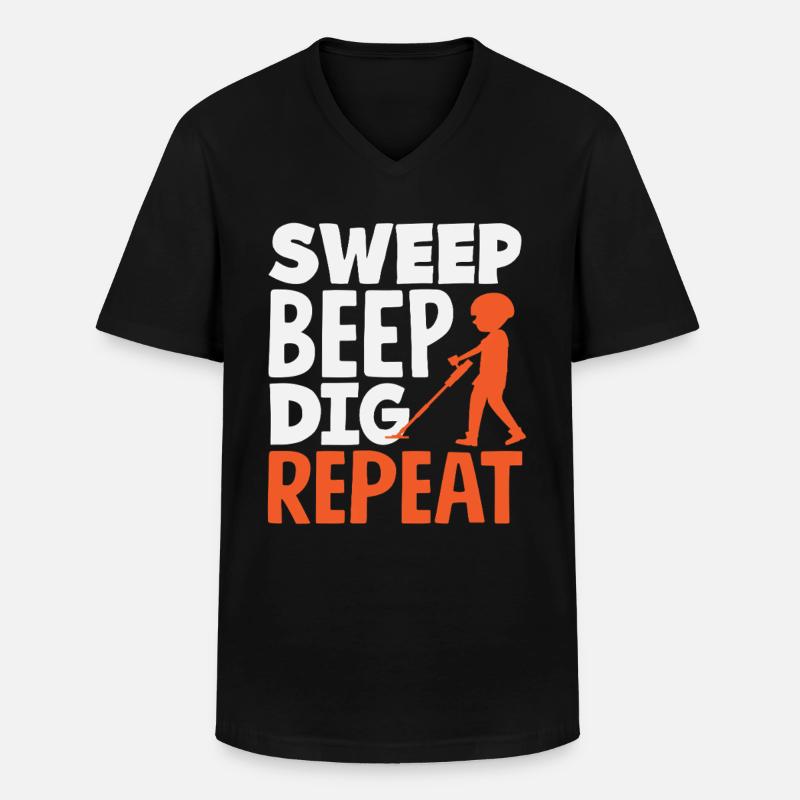 Sweep Beep Dig Repeat Sondengänger Hobby - Männer-T-Shirt mit V-Ausschnitt - Schwarz