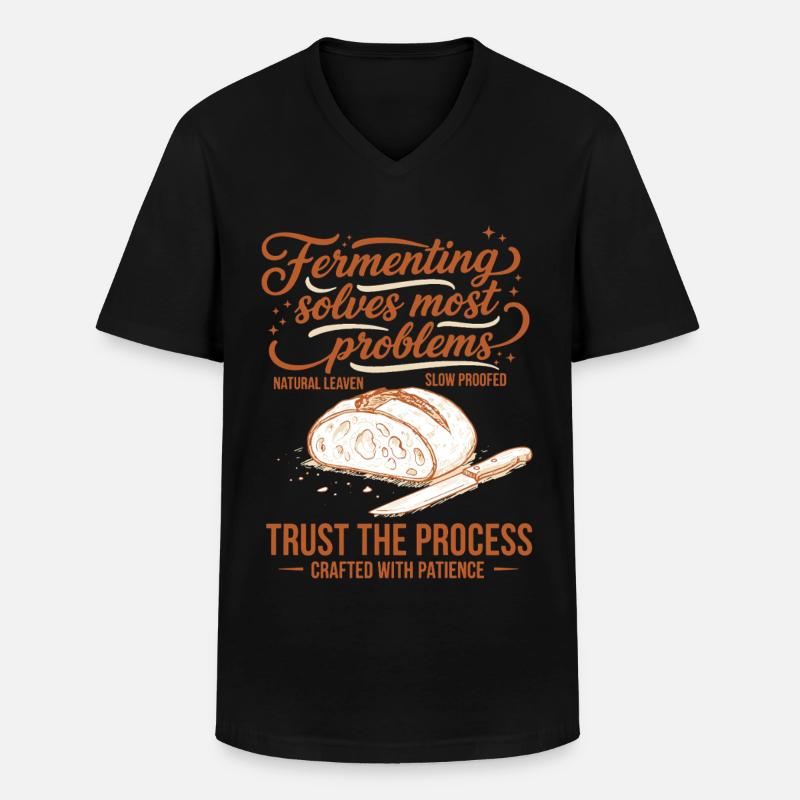 Sauerteigfermentation löst Probleme - Männer-T-Shirt mit V-Ausschnitt - Schwarz