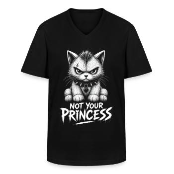 Not Your Princess – Anti Princess Cat - Men's V-Neck T-Shirt - black - Front - AI Model Male 178 dark (178cm)