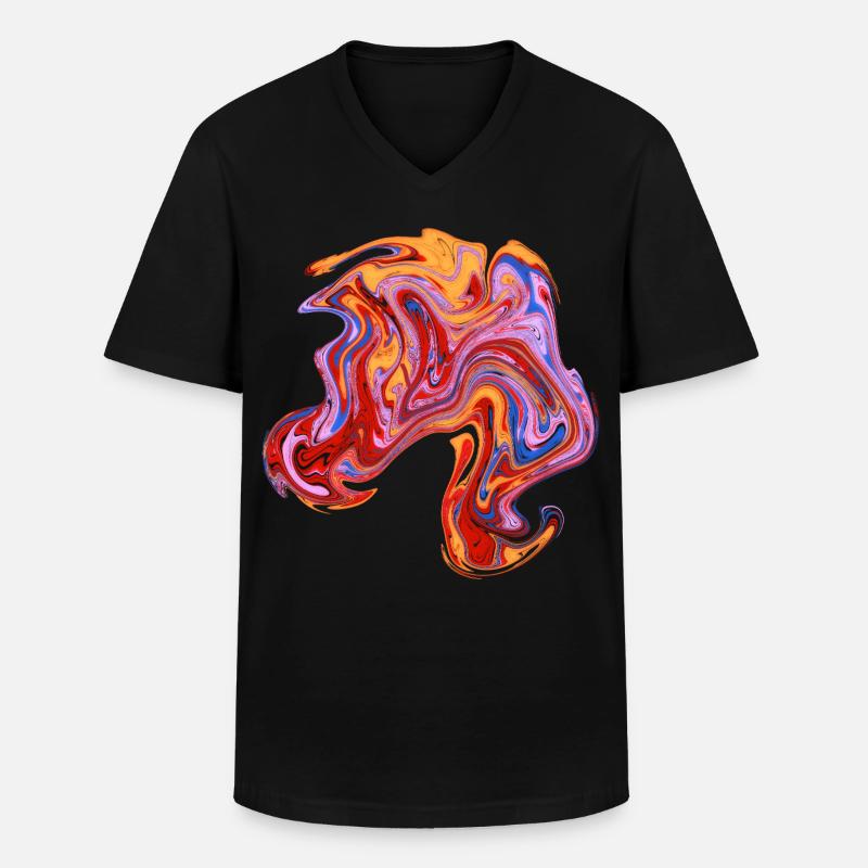 Farbwirbel Neon-Muster - Männer-T-Shirt mit V-Ausschnitt - Schwarz