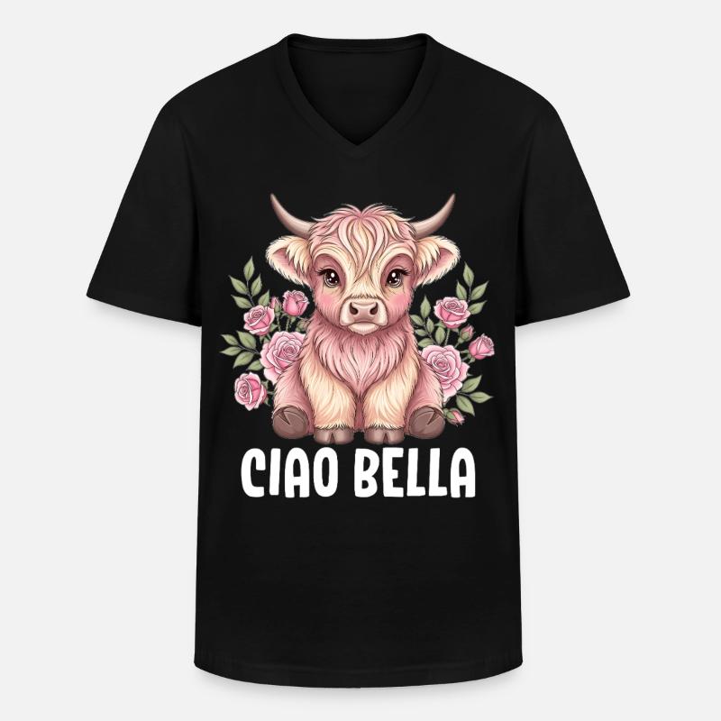 Ciao Bella - Männer-T-Shirt mit V-Ausschnitt - Schwarz