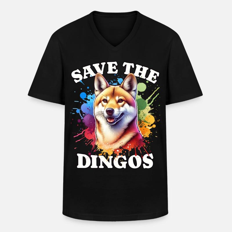 Australischer Wildhund Save Dingo - Männer-T-Shirt mit V-Ausschnitt - Schwarz