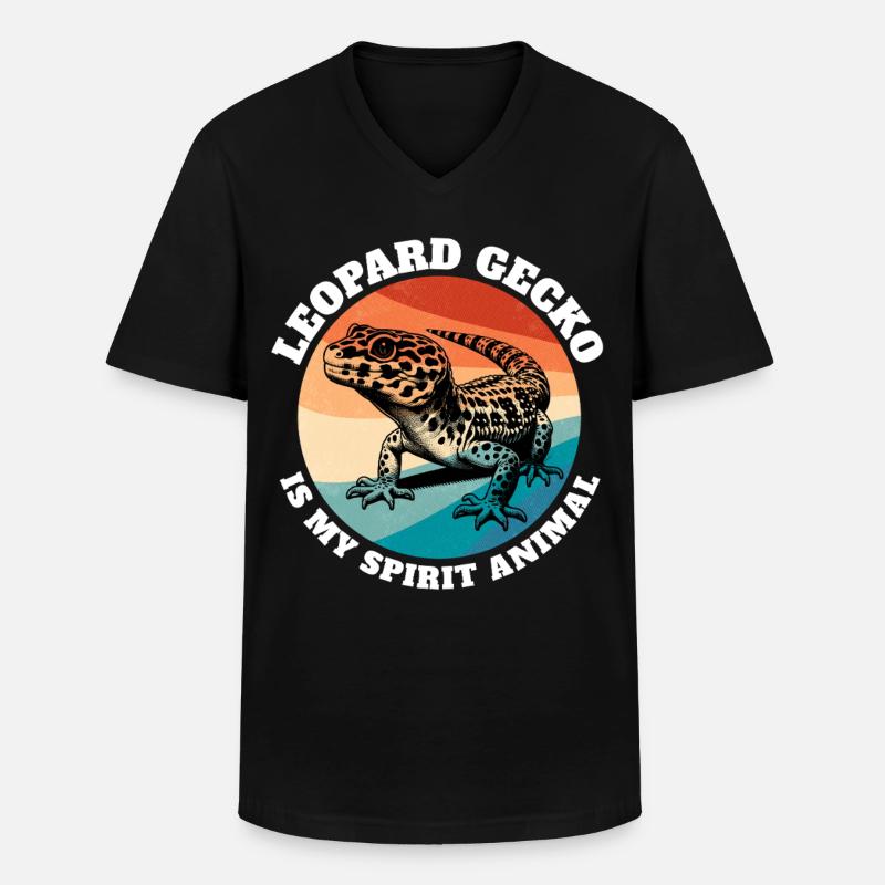 Leopardgecko Sprüche - Männer-T-Shirt mit V-Ausschnitt - Schwarz