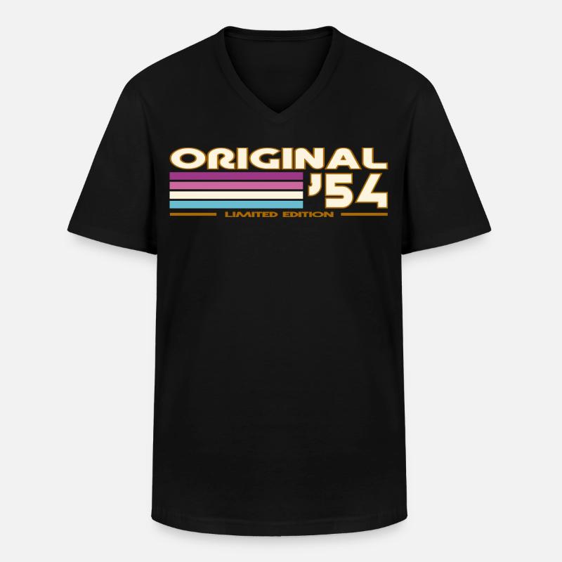 1954 - Männer-T-Shirt mit V-Ausschnitt - Schwarz