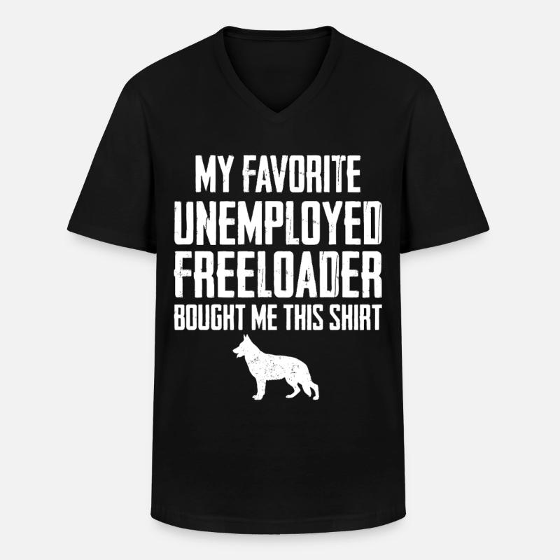 Funny German Shepherd Freeloader - Men's V-Neck T-Shirt - black