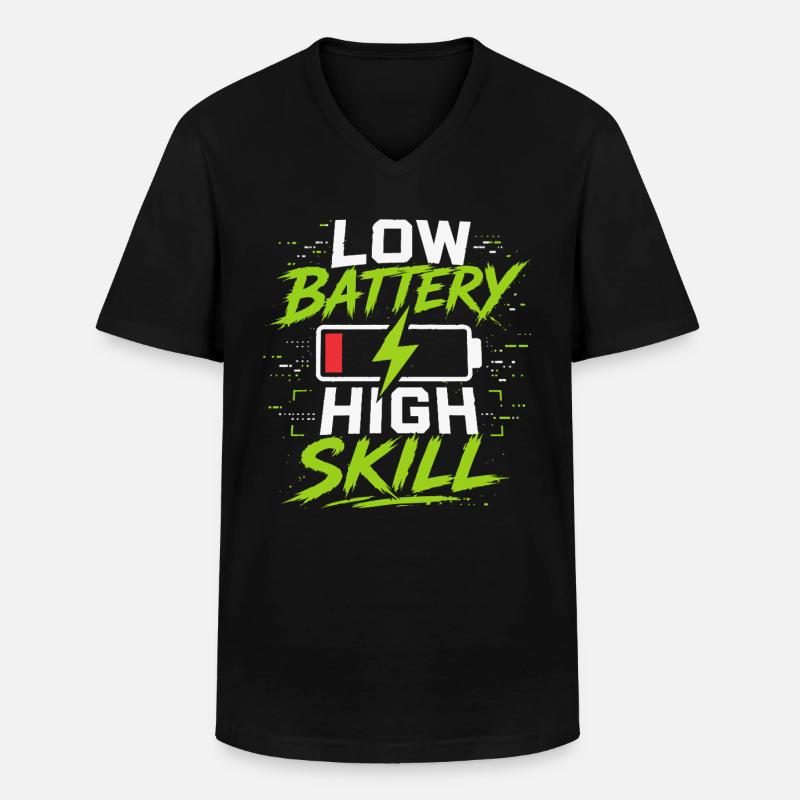 Niedrige Batterie Hohe Skill - Männer-T-Shirt mit V-Ausschnitt - Schwarz