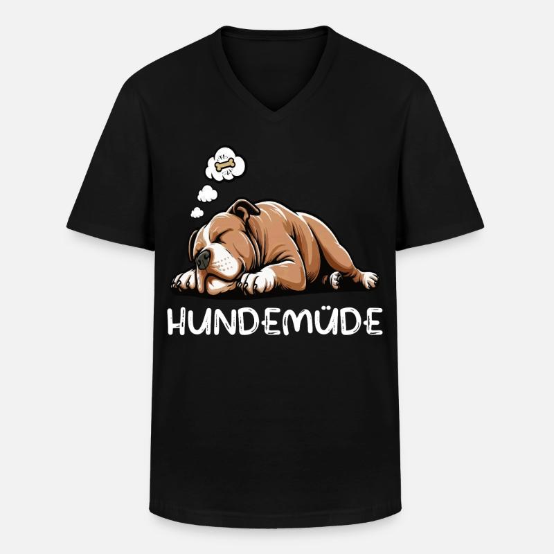 Hundemüde American Bully Bully Pit Bullybesitzer - Männer-T-Shirt mit V-Ausschnitt - Schwarz