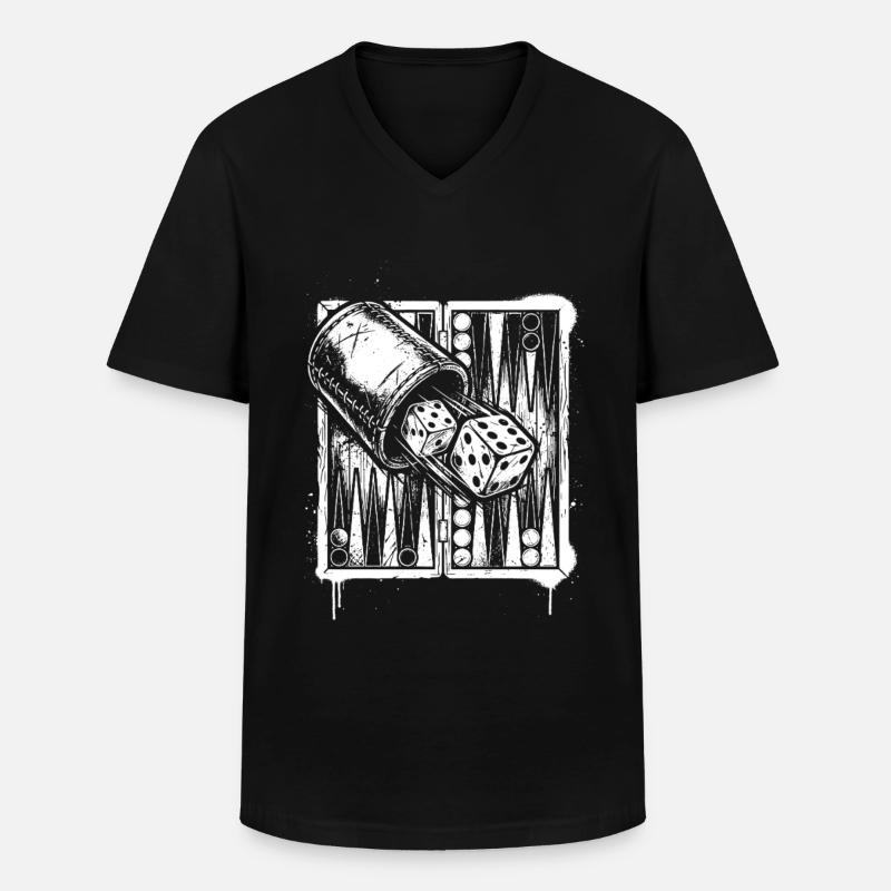 Backgammon | Brettspiel | Geschenk - Männer-T-Shirt mit V-Ausschnitt - Schwarz
