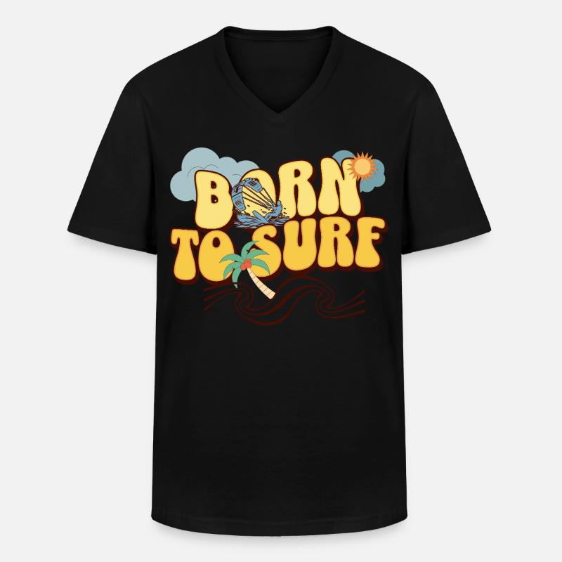 Born To Surf - Männer-T-Shirt mit V-Ausschnitt - Schwarz