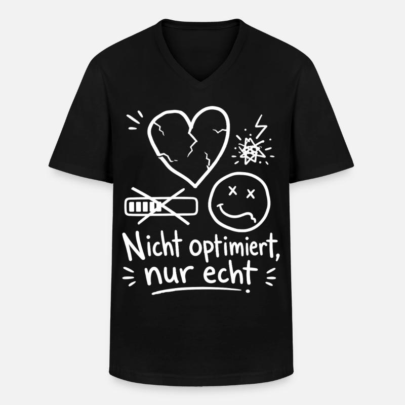 Nicht Optimiert Nur Echt - Männer-T-Shirt mit V-Ausschnitt - Schwarz