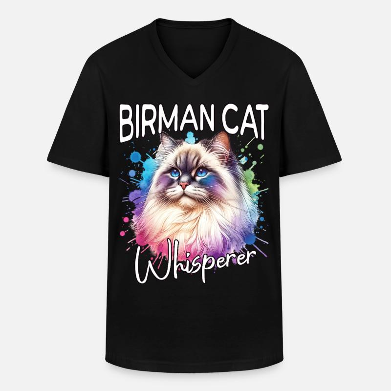 Birma Katze Flüsterer - Männer-T-Shirt mit V-Ausschnitt - Schwarz