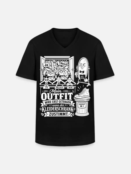 Der Kleiderschrank muss zustimmen - Männer-T-Shirt mit V-Ausschnitt - Schwarz