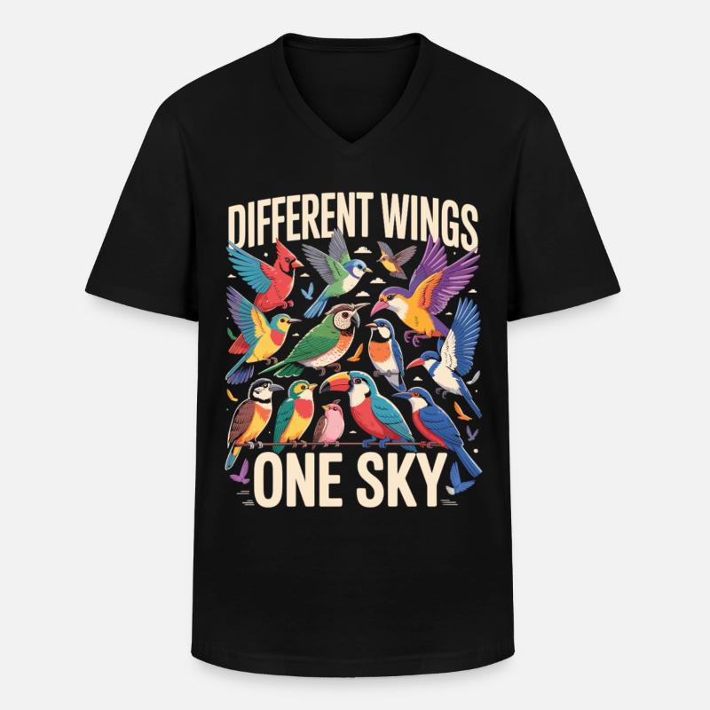 Different Wings One Sky Vogel - Männer-T-Shirt mit V-Ausschnitt - Schwarz