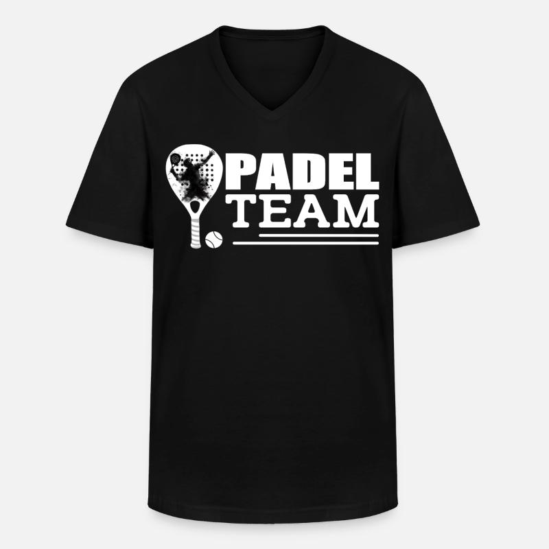 Padel - Männer-T-Shirt mit V-Ausschnitt - Schwarz