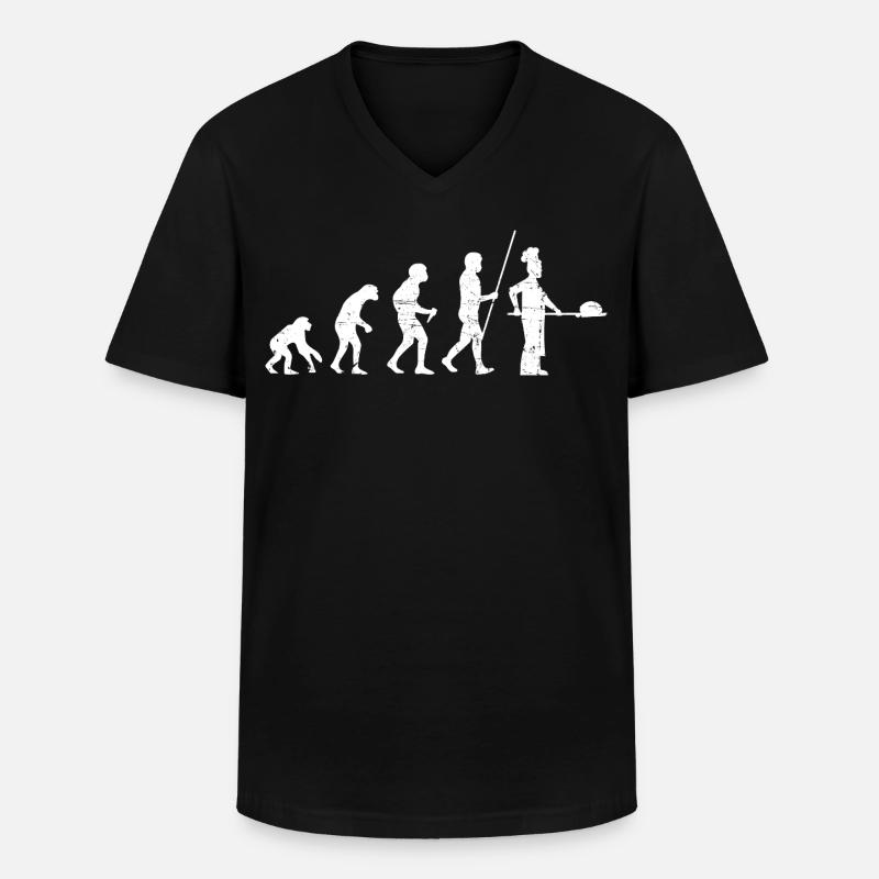 Boulanger Evolution Look Vieilli - T-shirt col V Homme - noir