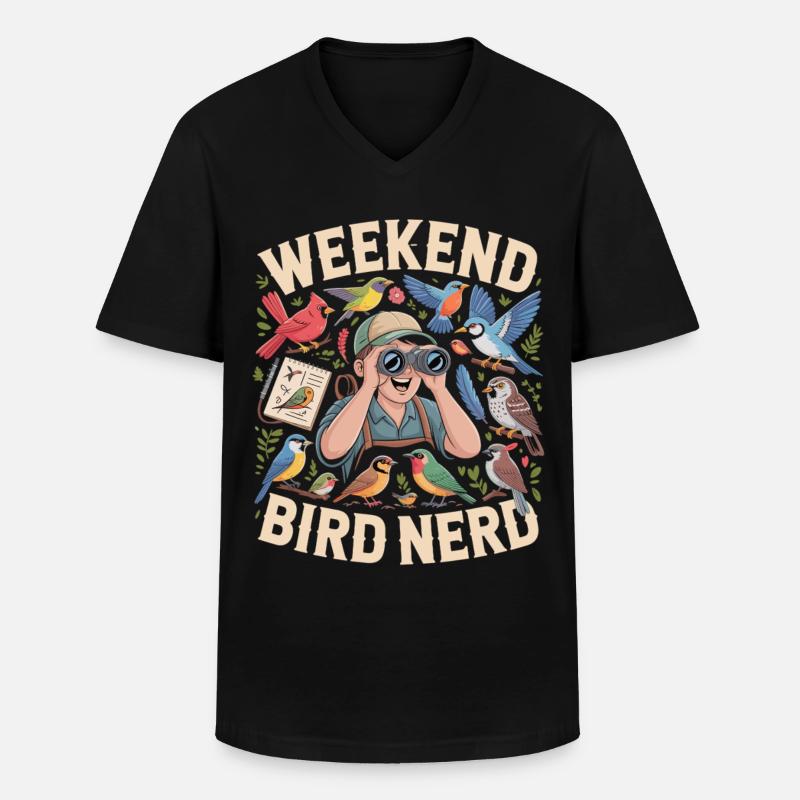 Weekend Bird Nerd Vogelbeobachter - Männer-T-Shirt mit V-Ausschnitt - Schwarz