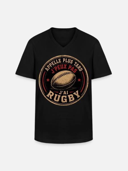 Appelle Plus Tard Rugby - T-shirt col V Homme - noir