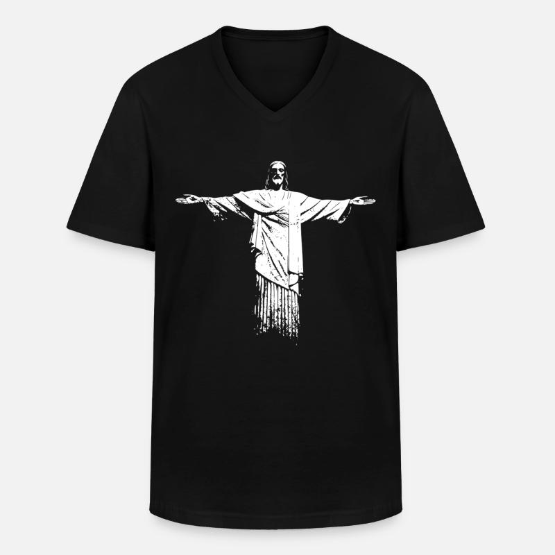 Jesus Rio - Männer-T-Shirt mit V-Ausschnitt - Schwarz