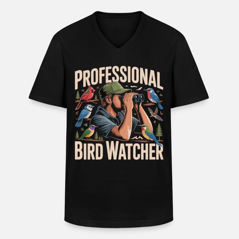 Professional Bird Watcher Vogelbeobachter - Männer-T-Shirt mit V-Ausschnitt - Schwarz
