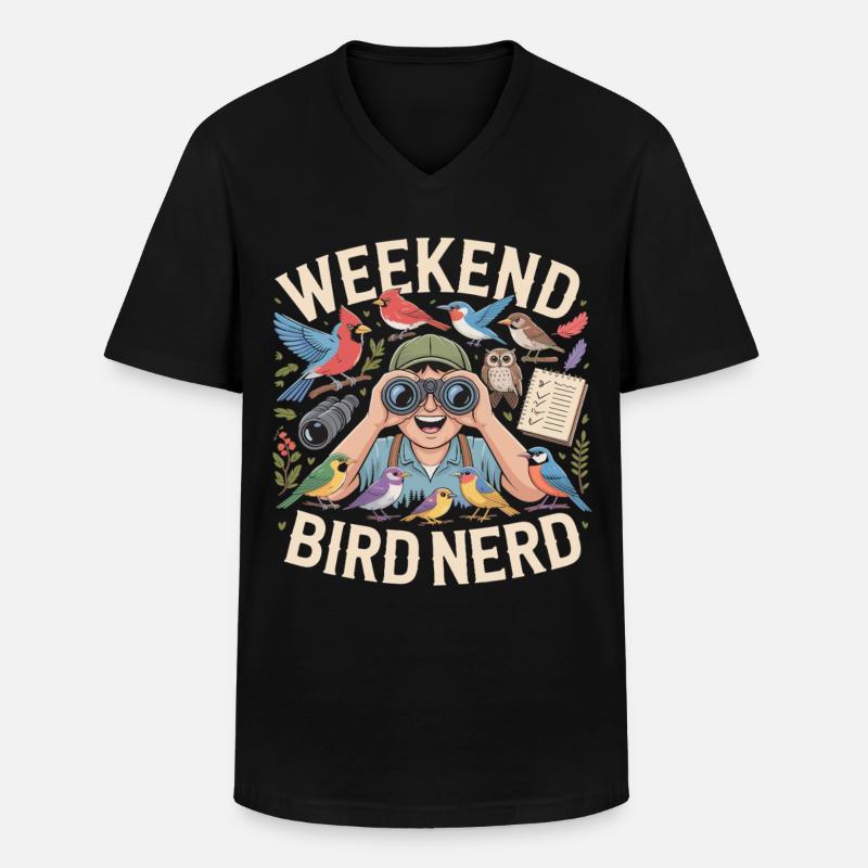Weekend Bird Nerd Vogelbeobachter - Männer-T-Shirt mit V-Ausschnitt - Schwarz