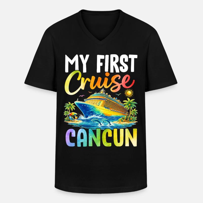 My First Cruise Cancun - Männer-T-Shirt mit V-Ausschnitt - Schwarz