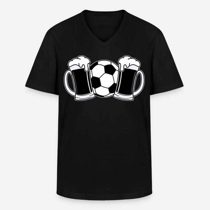 Fußball Bier - Männer-T-Shirt mit V-Ausschnitt - Schwarz