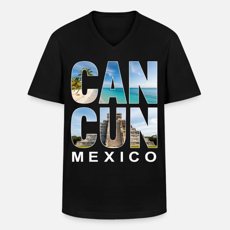Cancun Mexico - Männer-T-Shirt mit V-Ausschnitt - Schwarz