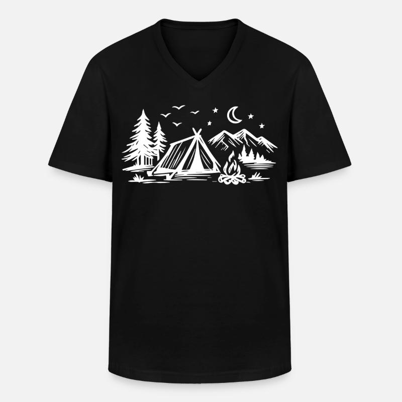 Camping Zelt - Männer-T-Shirt mit V-Ausschnitt - Schwarz