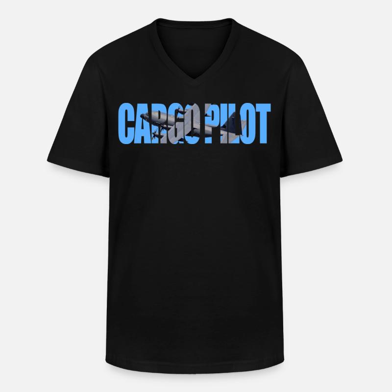 Cargo Pilot C-130 - Männer-T-Shirt mit V-Ausschnitt - Schwarz