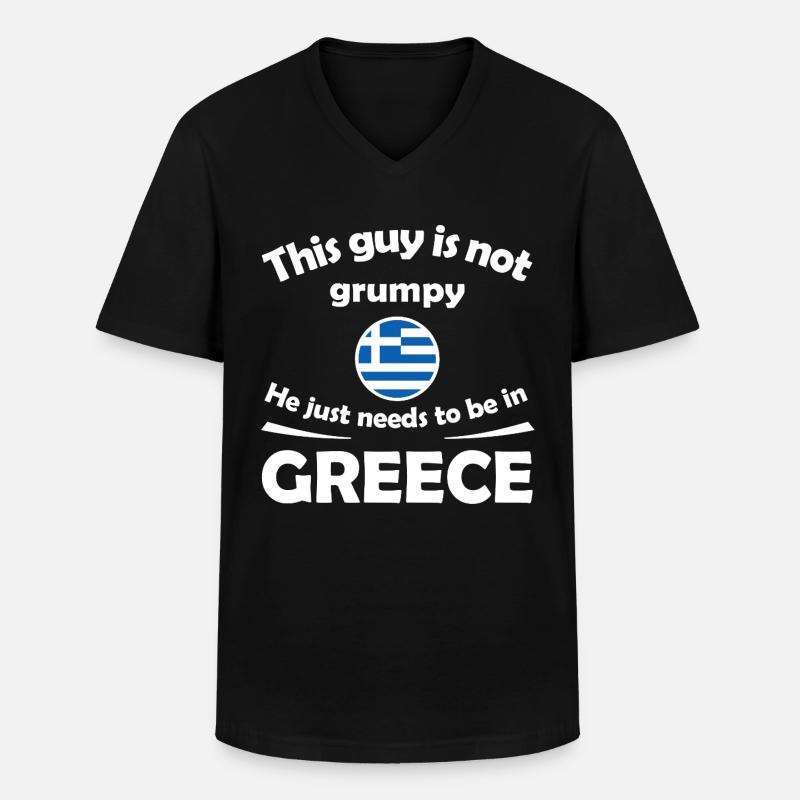 Not Grumpy Greek Vibe Tee - Männer-T-Shirt mit V-Ausschnitt - Schwarz