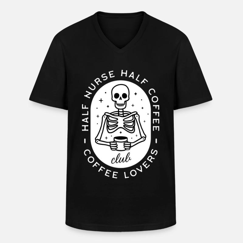 Krankenschwester Kaffee pflegt dunklen Humor-Skelett - Männer-T-Shirt mit V-Ausschnitt - Schwarz