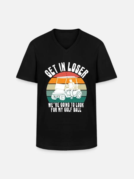 Retro Golf Cart Sunset - Men's V-Neck T-Shirt - black