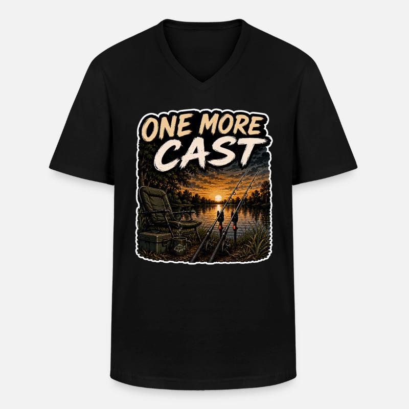 Ein weiterer Wurf Sonnenuntergangs-Karpfenfischen-Design - Männer-T-Shirt mit V-Ausschnitt - Schwarz