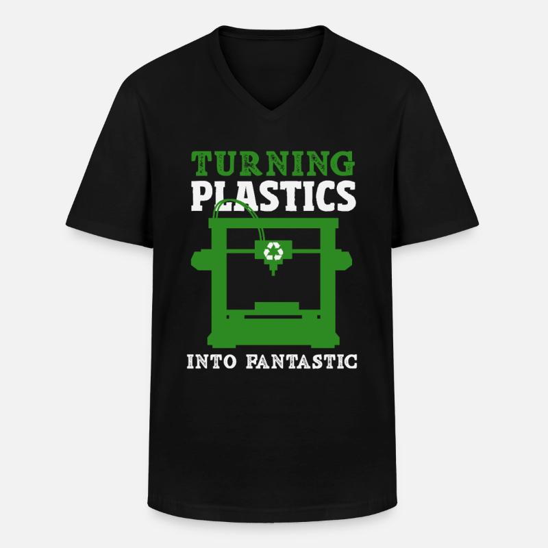Turning Plastic Into Awesome 3D Printer - Men's V-Neck T-Shirt - black