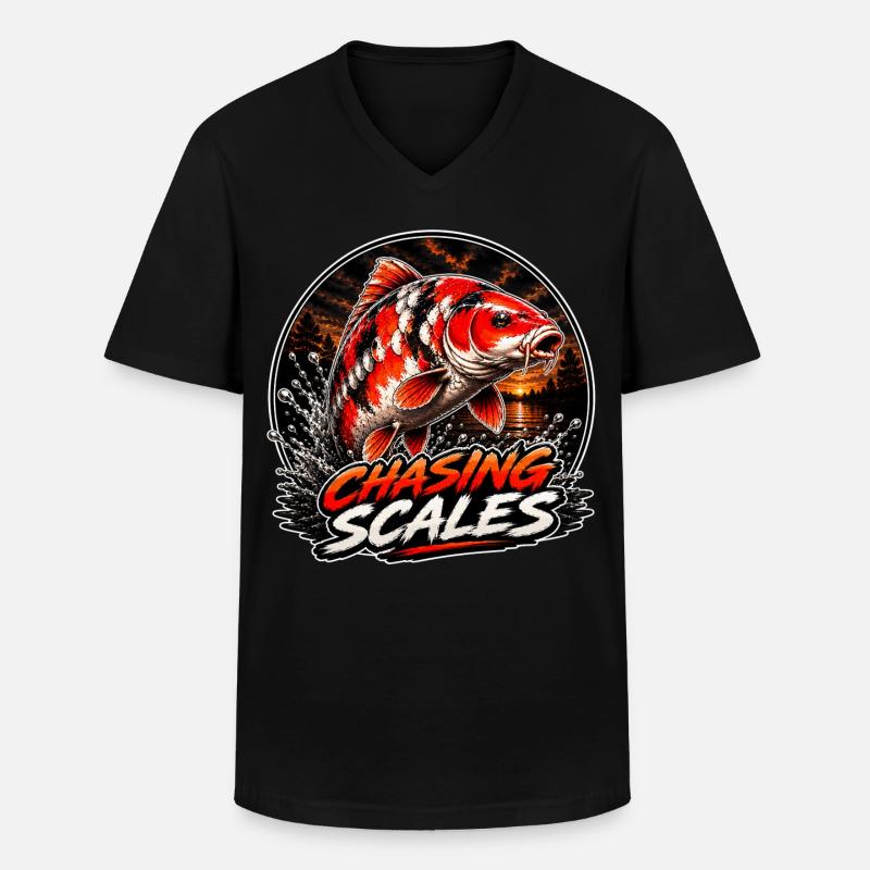 Chasing Scales Koi-Karpfen-Splash-Design - Männer-T-Shirt mit V-Ausschnitt - Schwarz