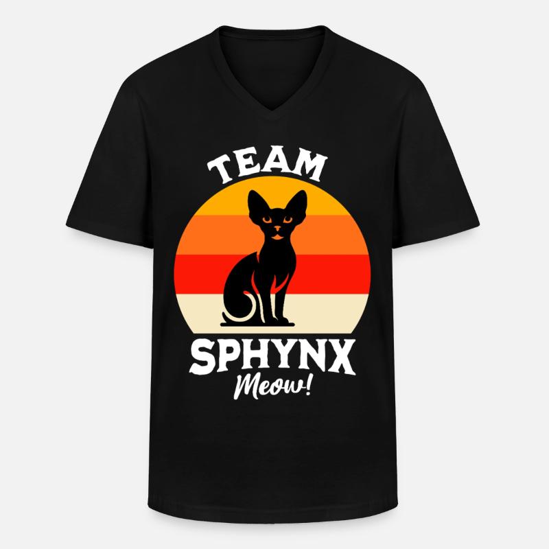 Team Sphynxkatze - Männer-T-Shirt mit V-Ausschnitt - Schwarz