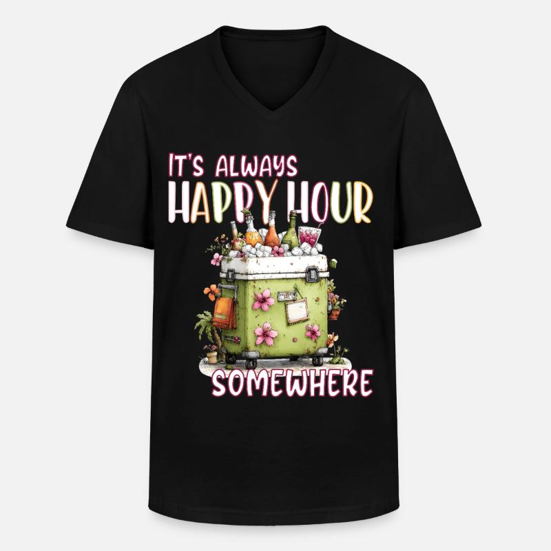 Happy Hour Somewhere - Männer-T-Shirt mit V-Ausschnitt - Schwarz