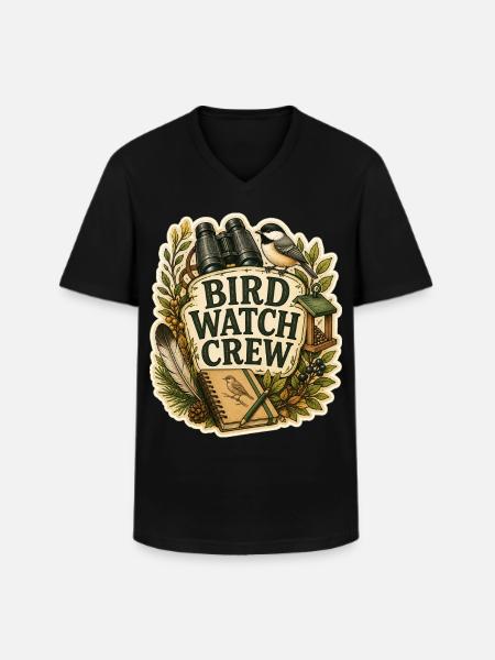 BIRD WATCH CREW Clouds - Men's V-Neck T-Shirt - black