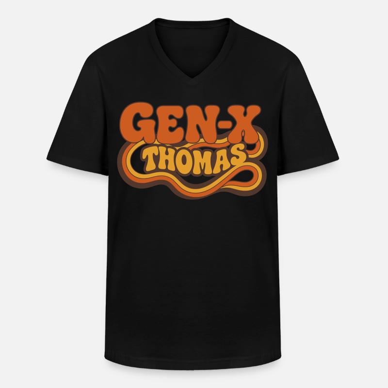 Thomas – minimalistisches Retro-GEN-X-Design - Männer-T-Shirt mit V-Ausschnitt - Schwarz