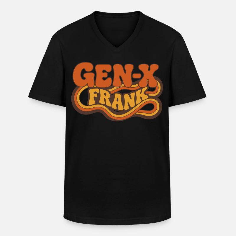 Gen-X Frank Retro Logo - Männer-T-Shirt mit V-Ausschnitt - Schwarz
