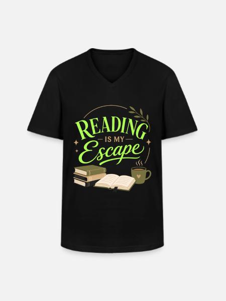 Book Fan Literature Lover Reading Motif - Men's V-Neck T-Shirt - black