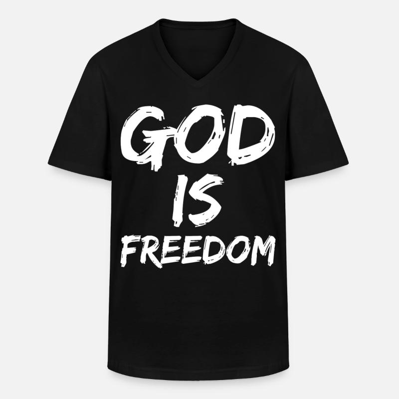 god is freedom - Männer-T-Shirt mit V-Ausschnitt - Schwarz